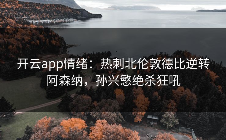开云app情绪:热刺北伦敦德比逆转阿森纳,孙兴慜绝杀狂吼 开云app情绪:热刺北伦敦德比逆转阿森纳,孙兴慜绝杀狂吼