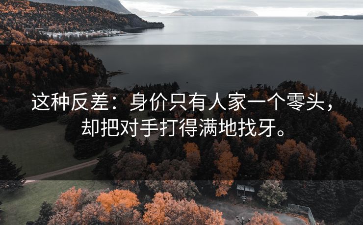 这种反差：身价只有人家一个零头，却把对手打得满地找牙。